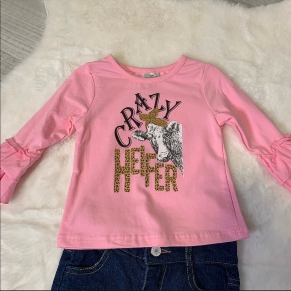 Crazy Heifer Leopard Print Bell bottom 3 Piece Set NWT, Baby Girl, Toddl… - Picture 4 of 5